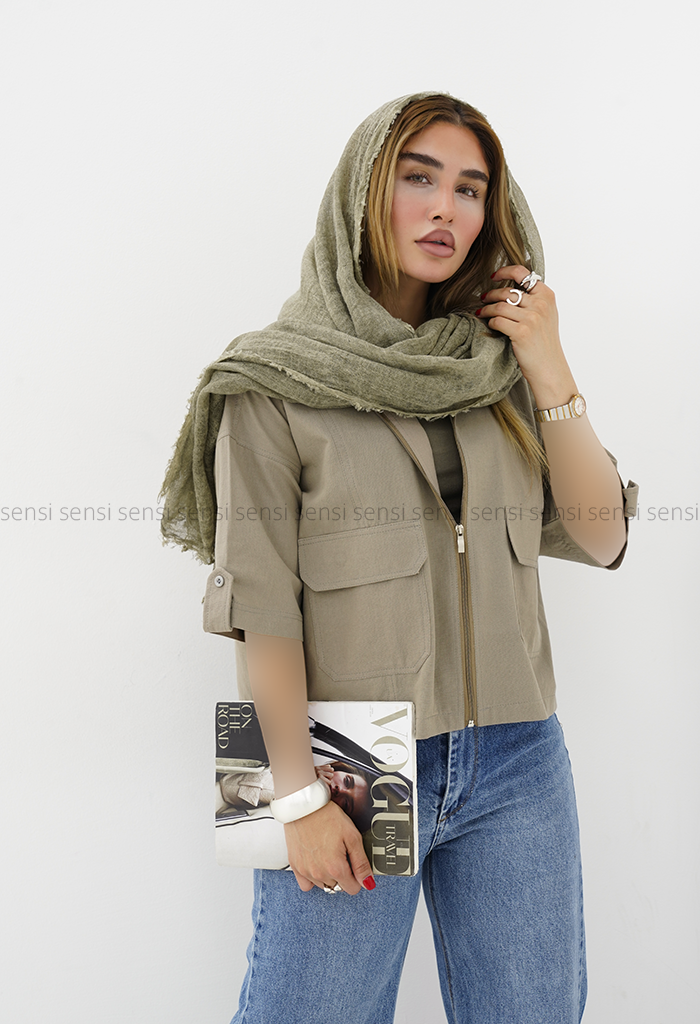شومیز زنانه لینن جلو زیپ کد1006373